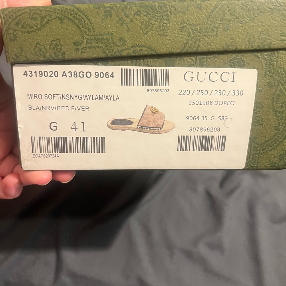 Gucci Women's Brown and Gold Slide Sandals - Picture 3 of 3